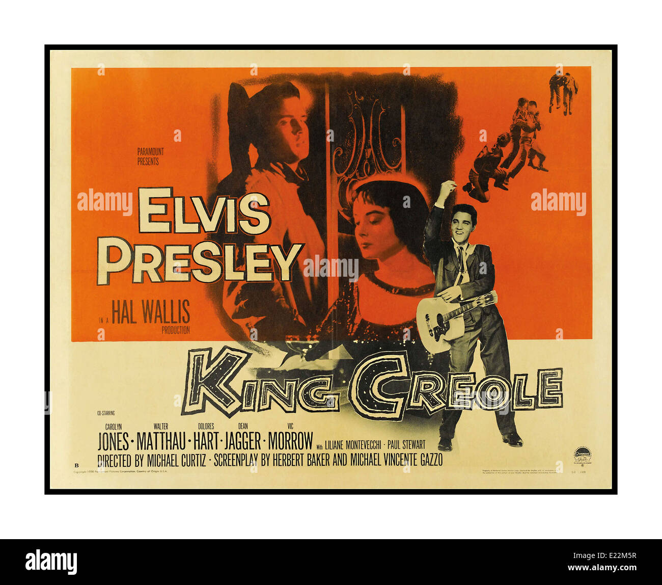Affiche de film d'Elvis Presley King Creole 1958 un drame musical américain réalisé par Michael Curtiz et avec Elvis Presley Banque D'Images Affiche de film d'Elvis Presley King Creole 1958 un drame musical américain réalisé par Michael Curtiz et avec Elvis Presley Banque D'Images