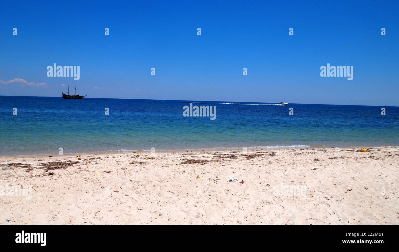 La plage de Port El Kantaoui en Tunisie Banque D'Images