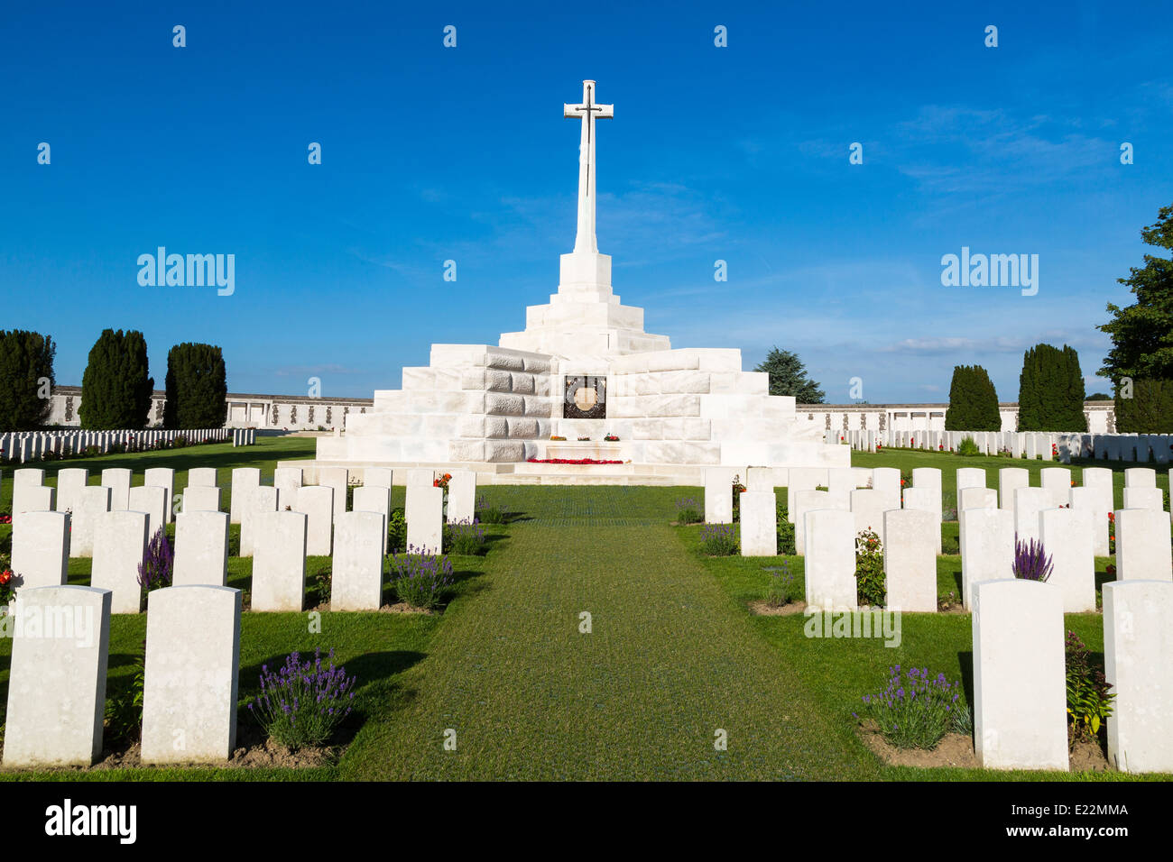 La Première Guerre mondiale de Tyne Cot Cemetery, le plus grand cimetière de guerre britannique dans le monde. près d'Ypres, Flandre, Zonnebeke, Belgique Banque D'Images