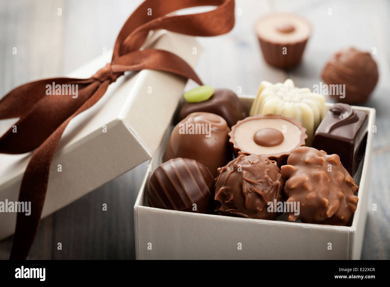 Chocolats Assortis confiserie dans leur boîte-cadeau Banque D'Images