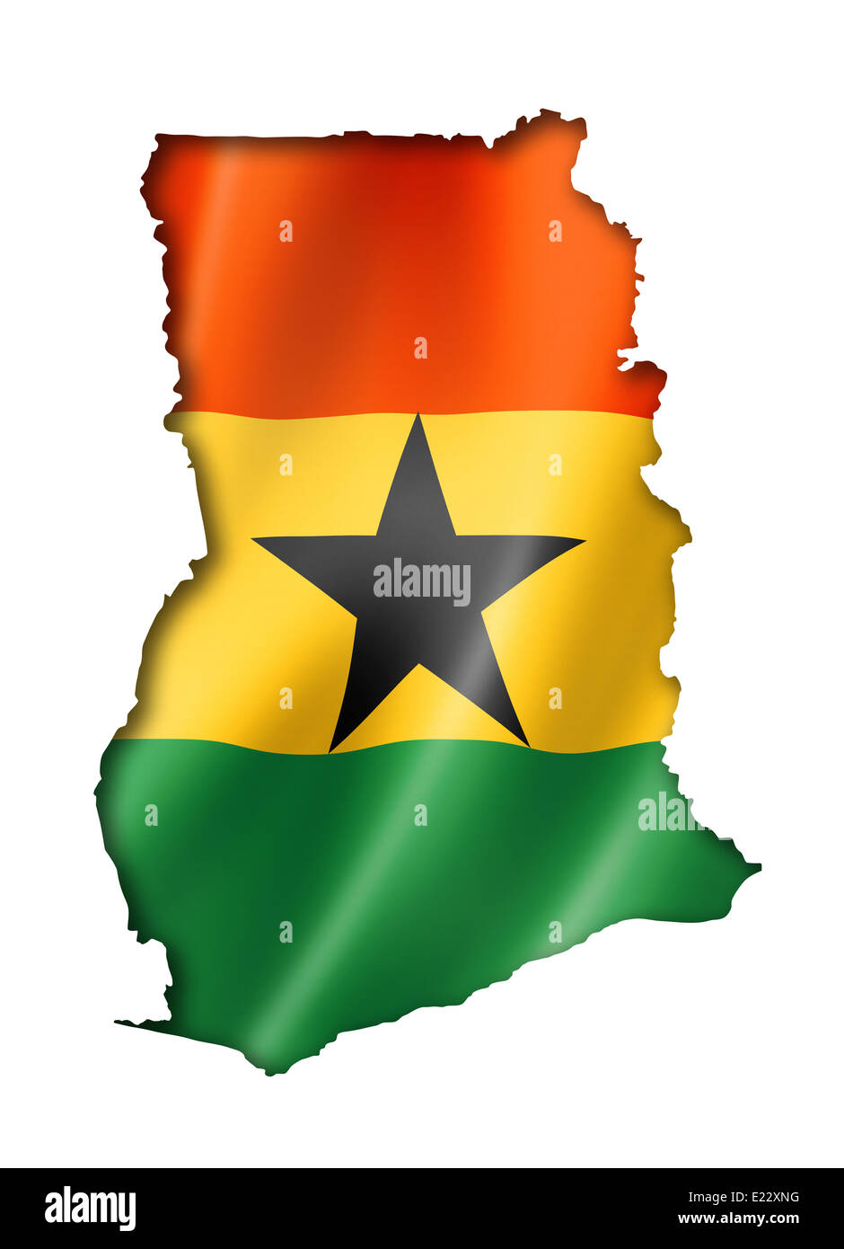 Ghana Carte Drapeau, trois dimensions, render, isolated on white Banque D'Images