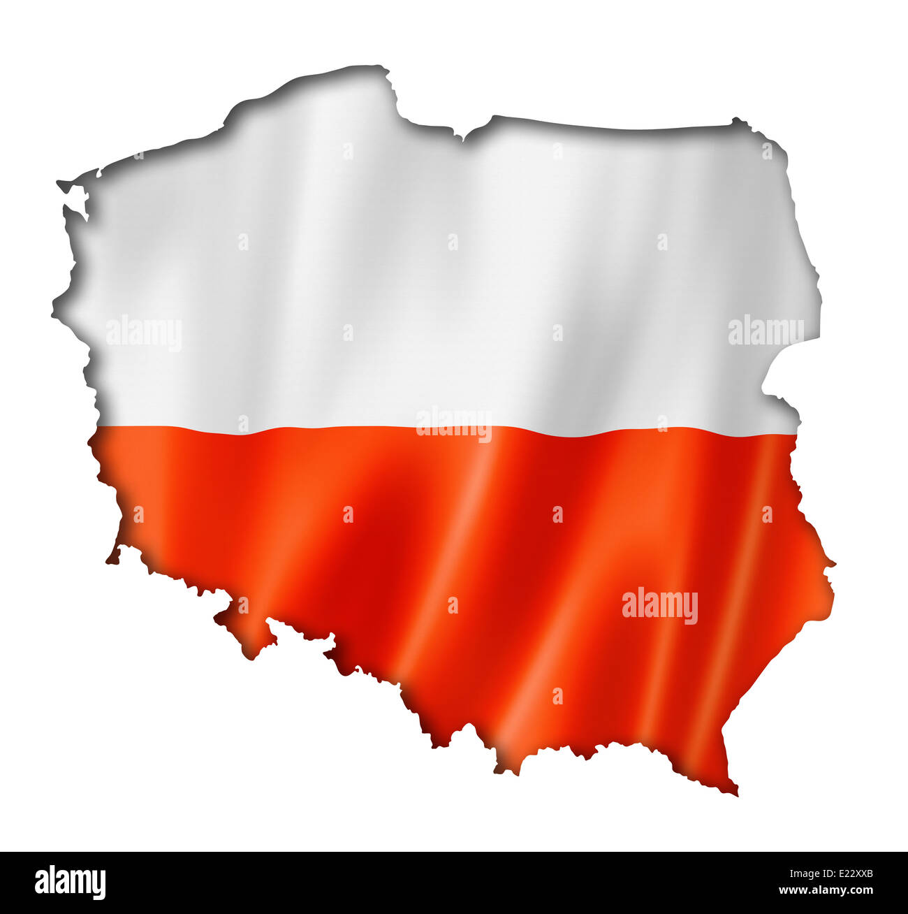 Pologne Carte Drapeau, trois dimensions, render, isolated on white Banque D'Images