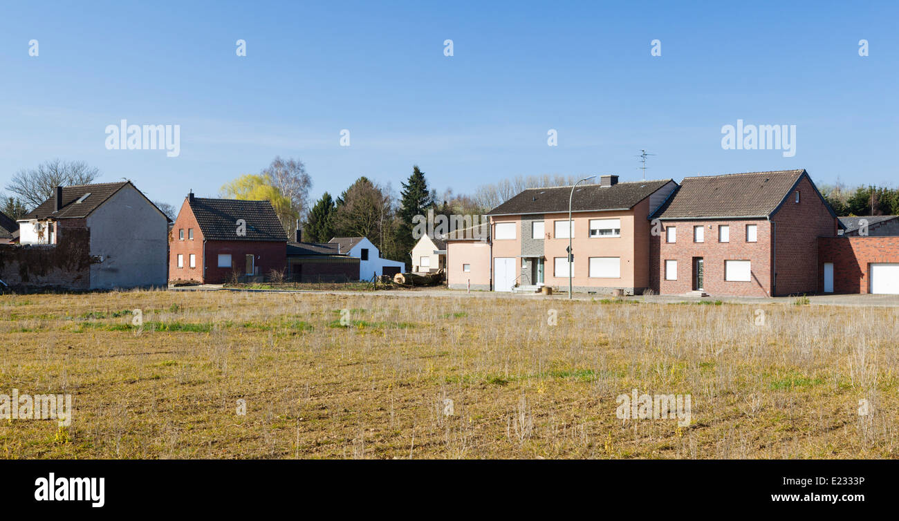 Un village abandonné près de la mine à ciel ouvert de Garzweiler, Allemagne Banque D'Images