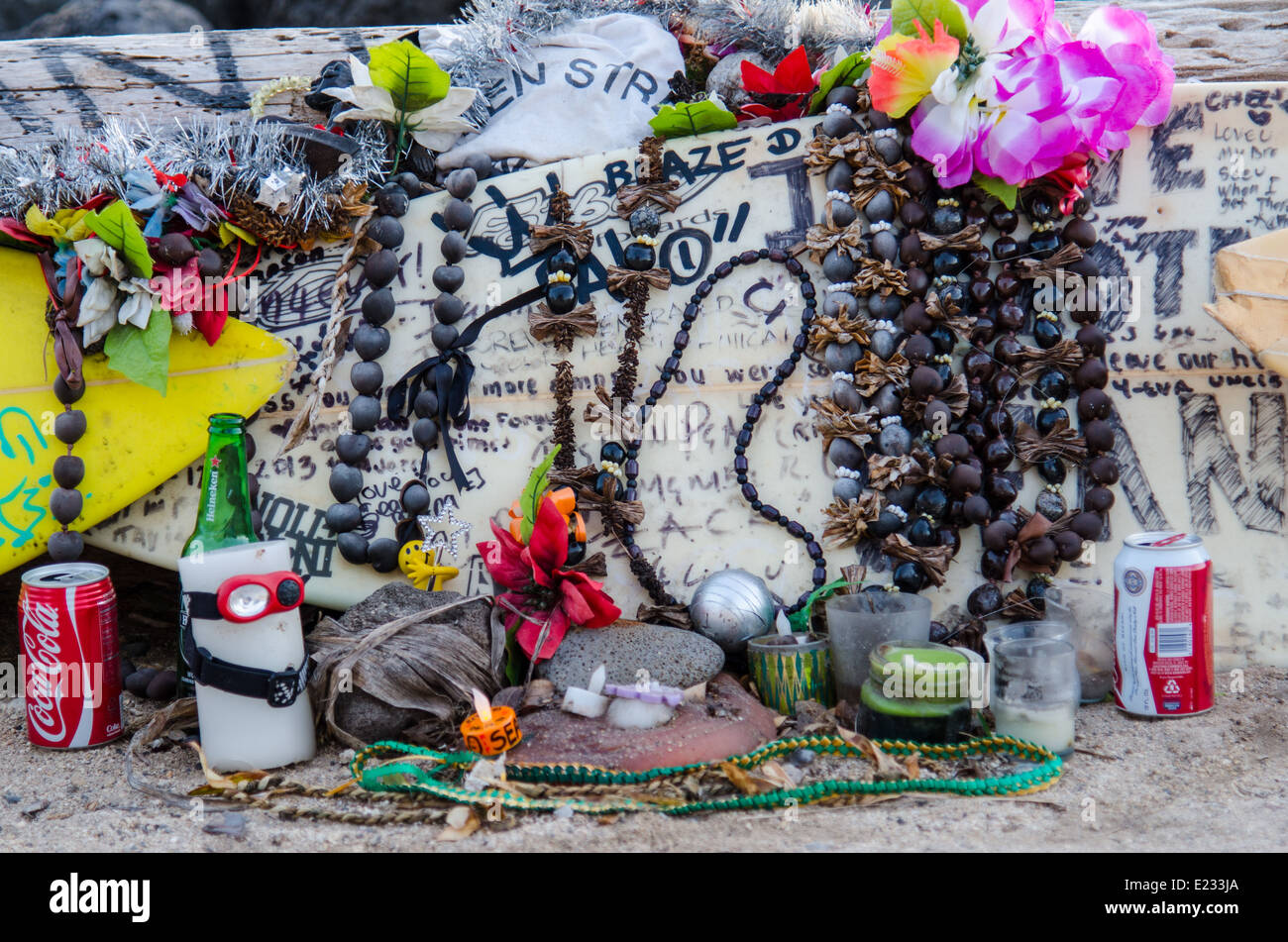 Sanctuaire de planches de surf sur la plage de Waikiki à Hawaï Banque D'Images
