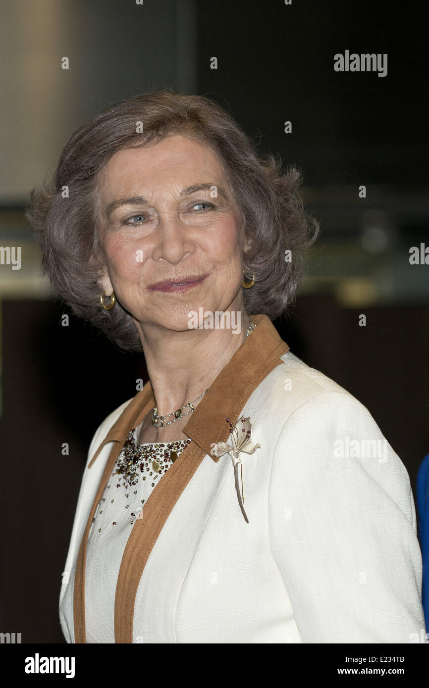 13 juin 2014 - Madrid, Espagne - La Reine Sofia d'Espagne offre des bourses pour étudier à l'étranger, dans son dernier acte officiel en tant que reine d'Espagne le 13 juin 2014 à Madrid, Espagne. (Photo par Oscar Gonzalez/NurPhoto) (Crédit Image : © Oscar Gonzalez/NurPhoto/ZUMAPRESS.com) Banque D'Images