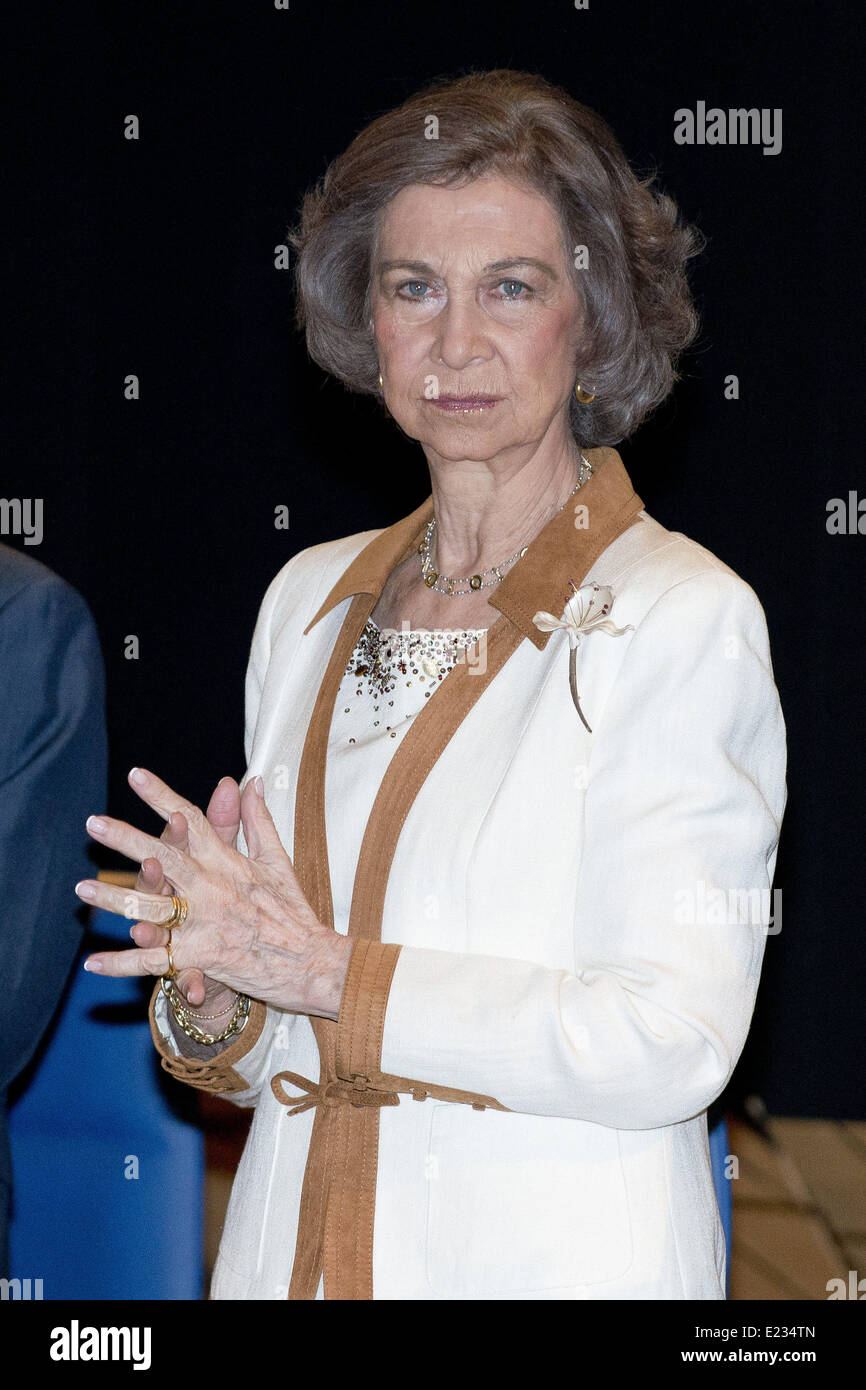 13 juin 2014 - Madrid, Espagne - La Reine Sofia d'Espagne offre des bourses pour étudier à l'étranger, dans son dernier acte officiel en tant que reine d'Espagne le 13 juin 2014 à Madrid, Espagne. (Photo par Oscar Gonzalez/NurPhoto) (Crédit Image : © Oscar Gonzalez/NurPhoto/ZUMAPRESS.com) Banque D'Images