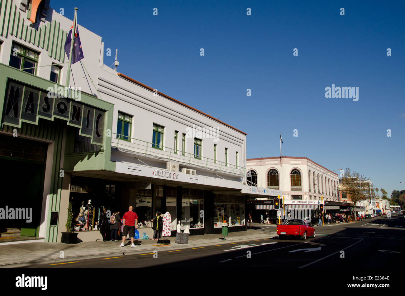 Nouvelle Zélande, île du Nord, Napier. Monument historique, l'hôtel maçonnique c.1932. Banque D'Images