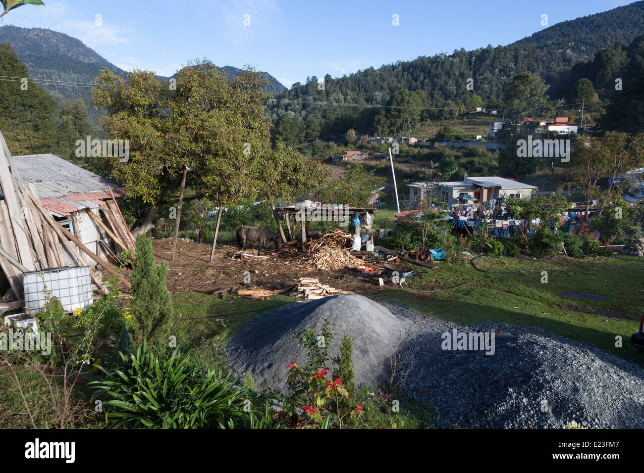 Paysage pastoral dans le le village de Macheros - Macheros, Donato Guerra, État de Mexico, Mexique Banque D'Images