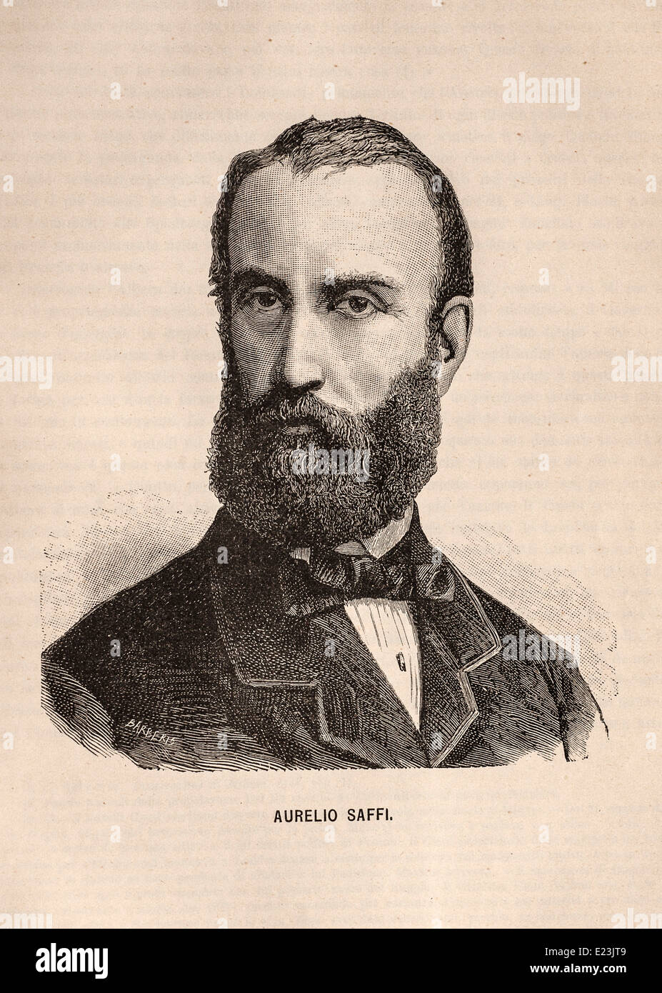 Giuseppe Mazzini du livre de Jessie W. Mario de vie de Mazzini. Portrait d'Aurelio Saffi Banque D'Images