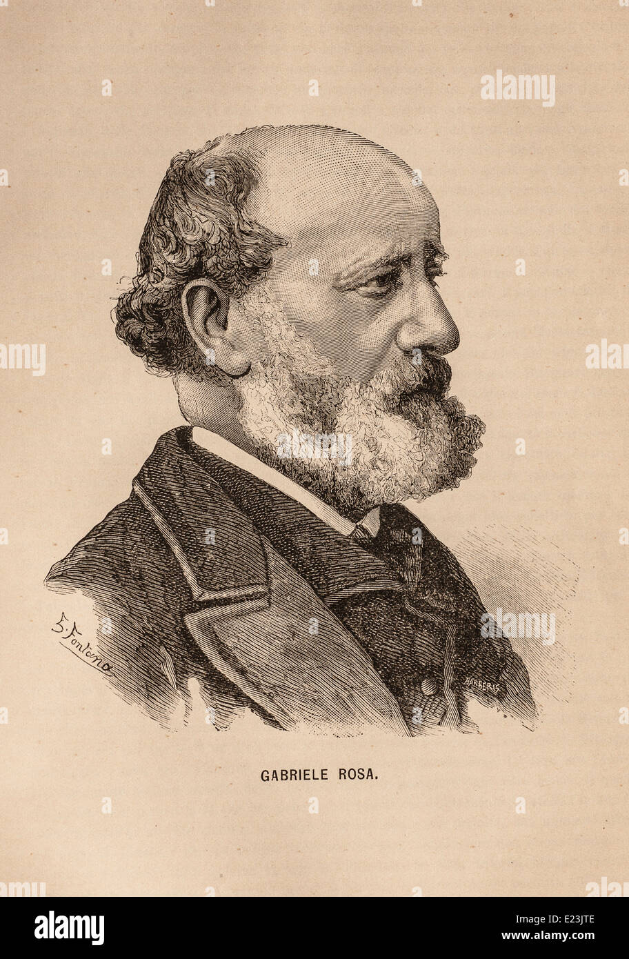 Giuseppe Mazzini du livre de Jessie W. Mario de vie de Mazzini. Portrait de la société Rosa Banque D'Images