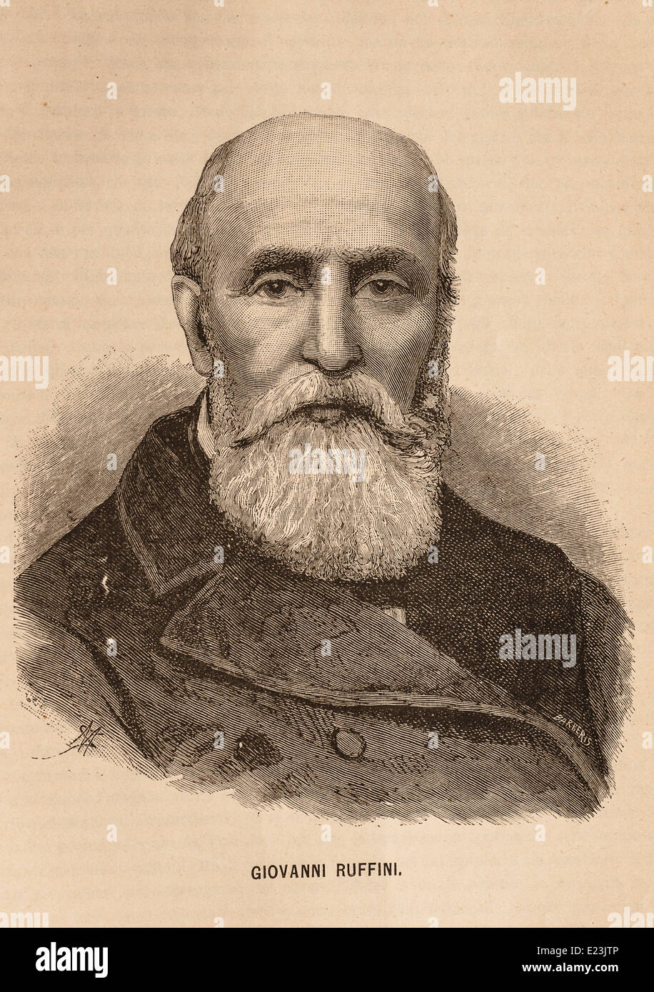 Giuseppe Mazzini du livre de Jessie W. Mario de vie de Mazzini. Portrait de Giovanni Ruffini Banque D'Images