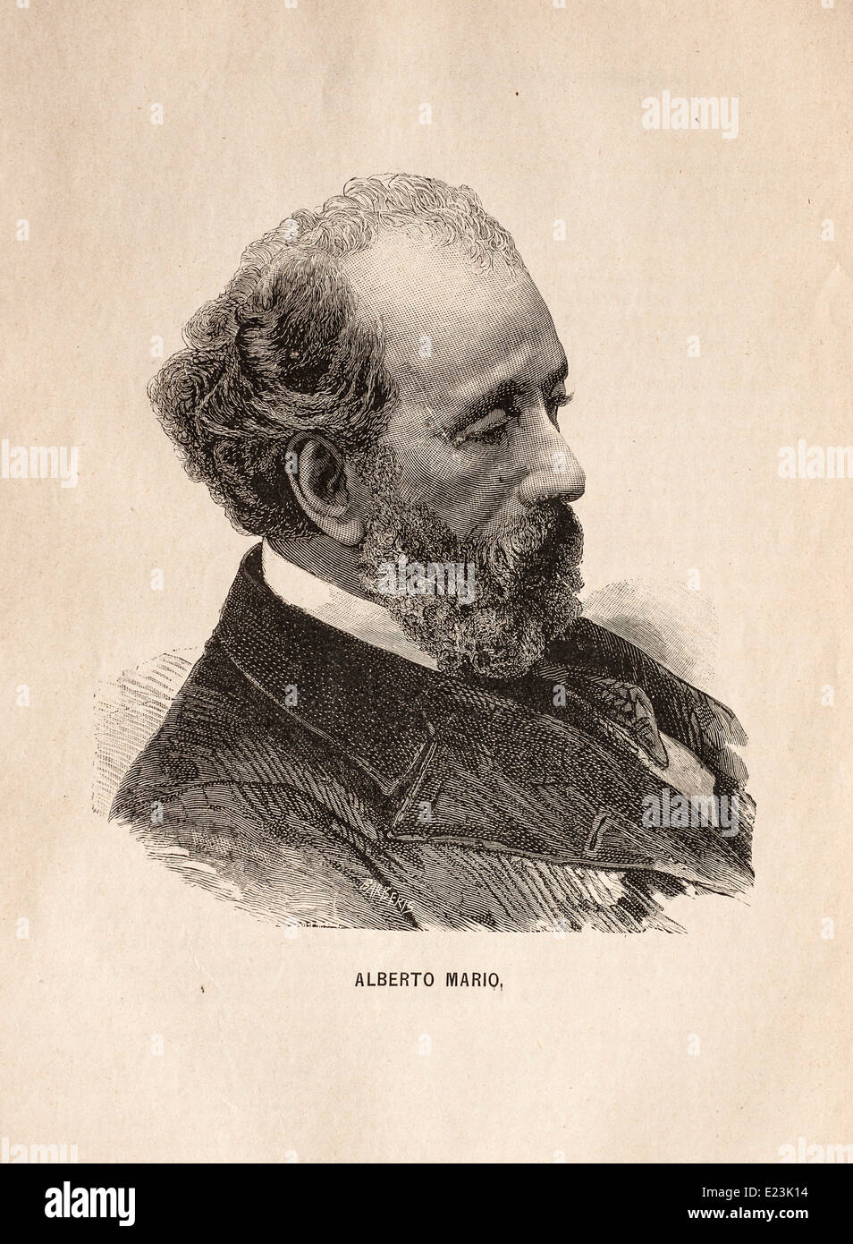 Giuseppe Mazzini du livre de Jessie W. Mario de vie de Mazzini. Portrait d'Alberto Mario Banque D'Images