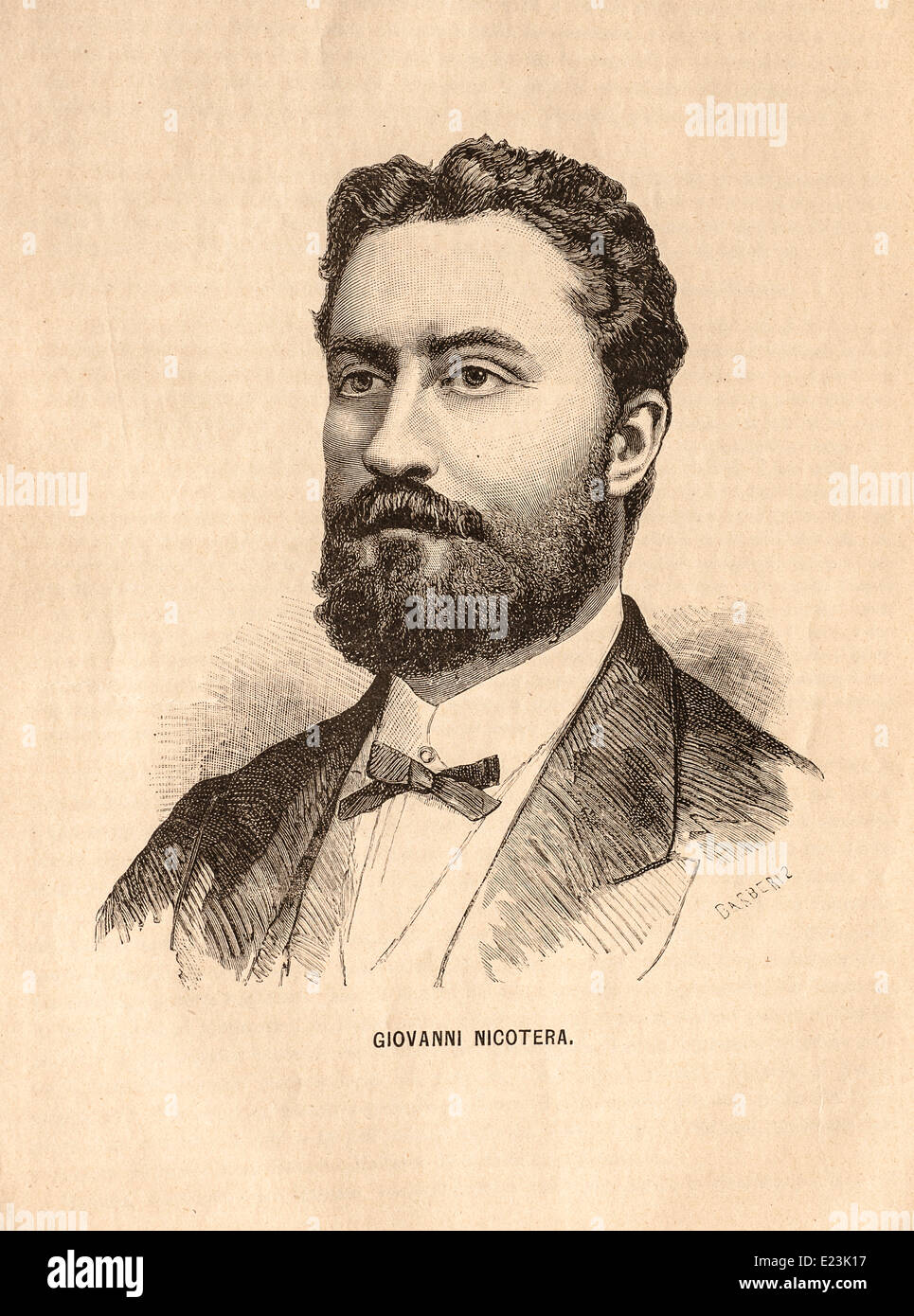 Giuseppe Mazzini du livre de Jessie W. Mario de vie de Mazzini, Portrait de Giovanni Nicotera Banque D'Images