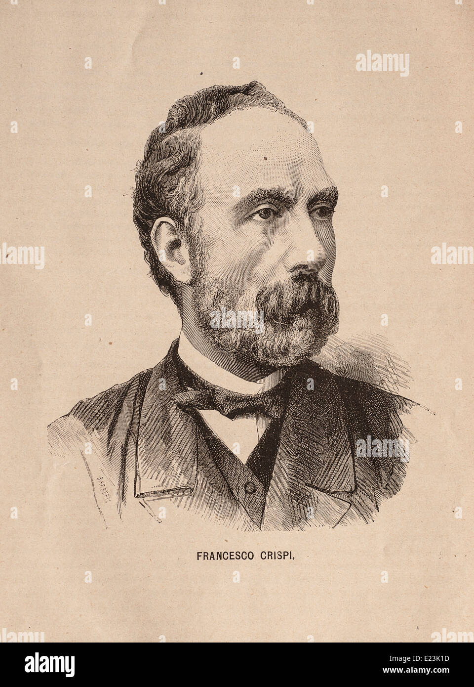 Giuseppe Mazzini du livre de Jessie W. Mario de vie de Mazzini, Portrait de Francesco Crispi Banque D'Images
