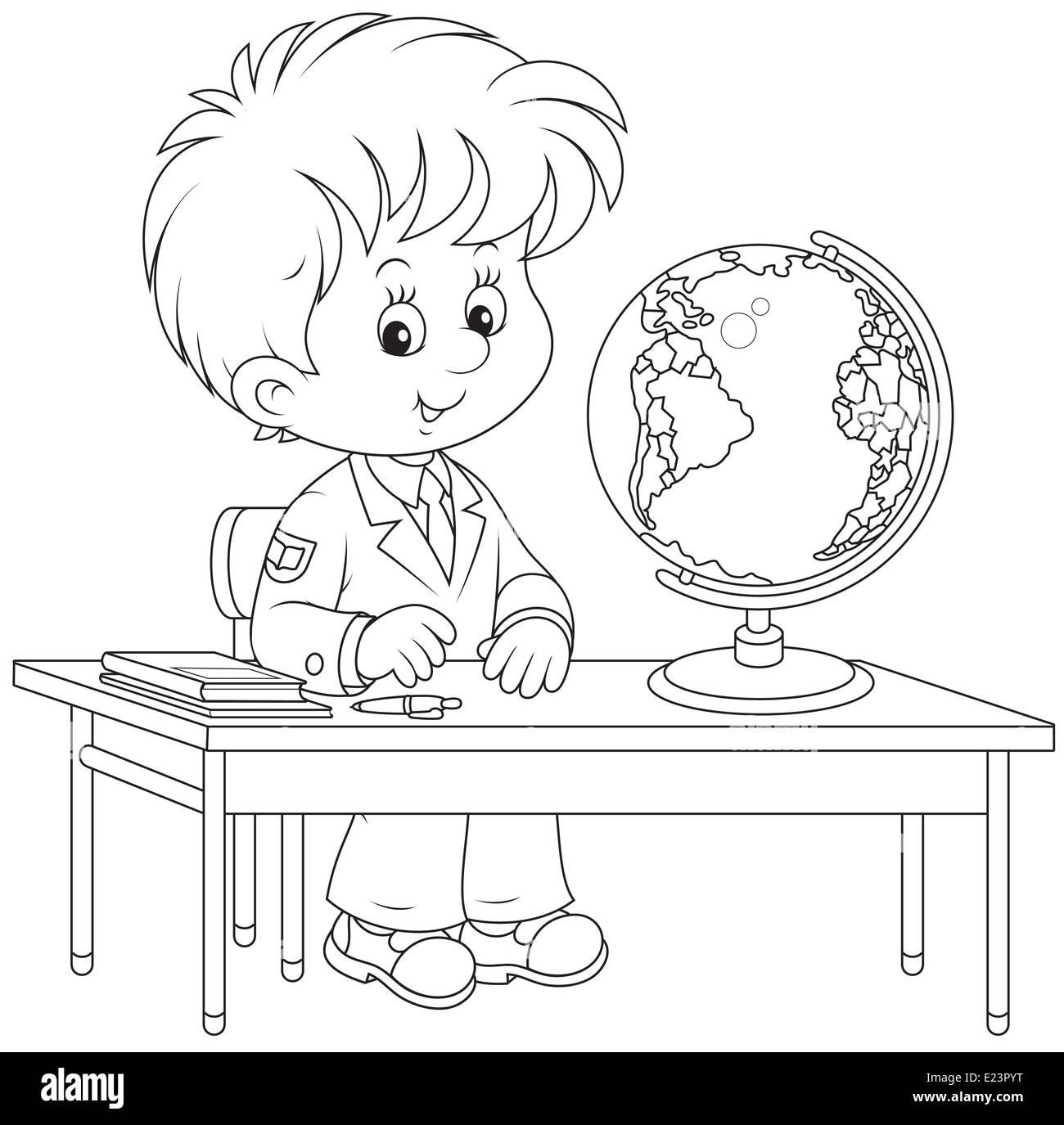 Leçon de géographie à l'écolier Banque D'Images