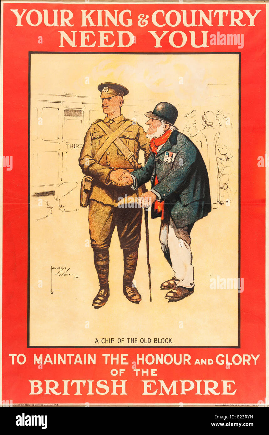 La Première Guerre mondiale affiche de recrutement Banque D'Images