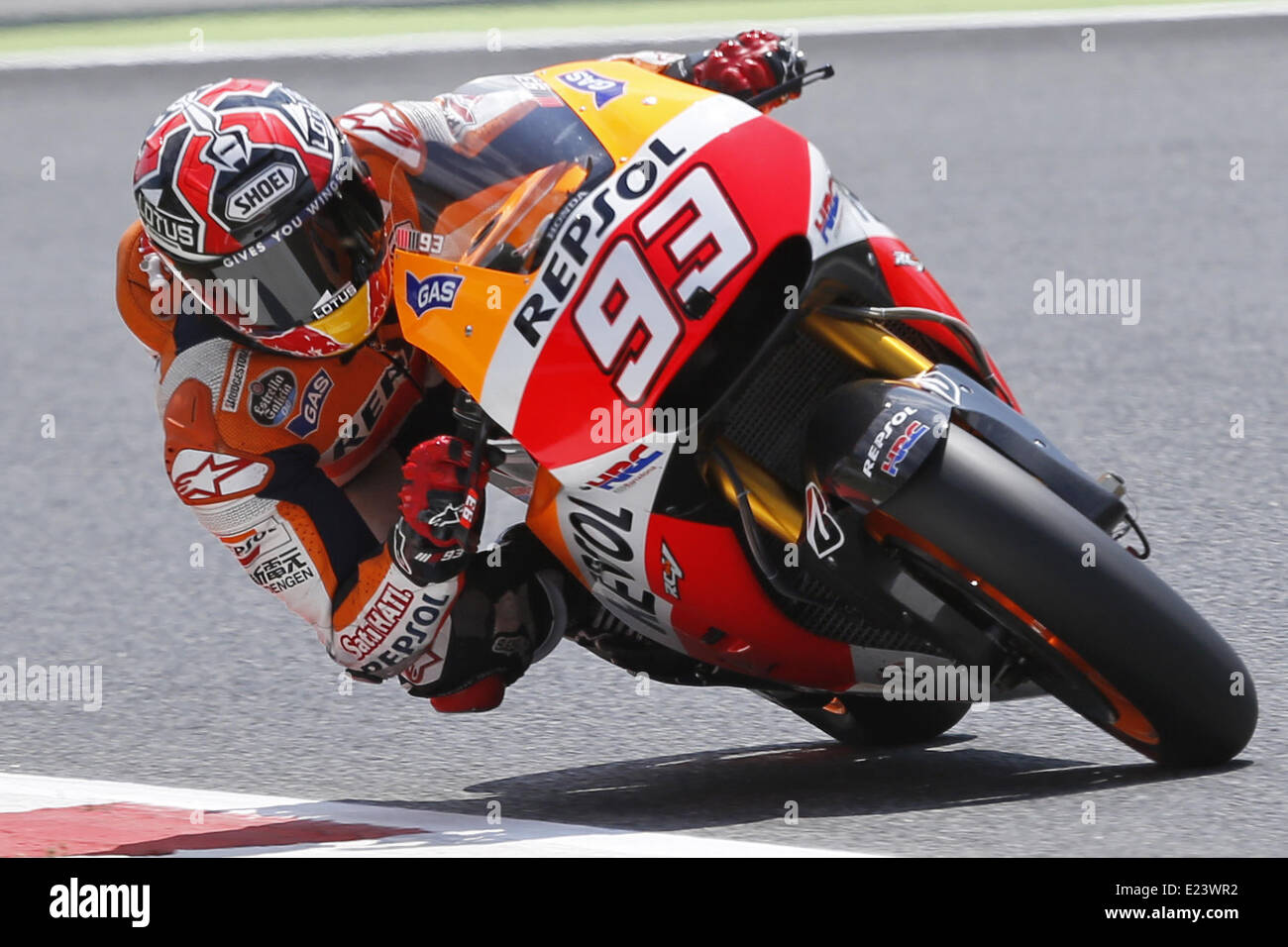 Barcelone, Espagne. 14 Juin, 2014. Barcelone Espagne -14 juin : Marc Marquez en Moto GP célébrée dans la qualification du circuit de Barcelona-Catalunya, le 14 juin 2014 Photo :. Joan Valls/Urbanandsport/Nurphoto NurPhoto © Joan Valls//ZUMAPRESS.com/Alamy Live News Banque D'Images