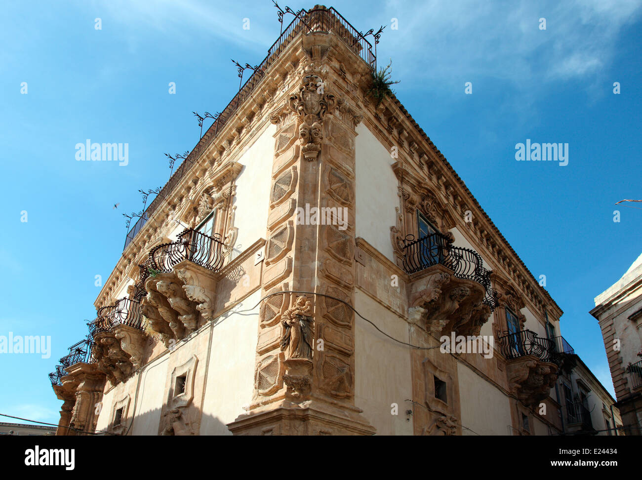 Sicile baroque Palazzo Beneventano à Scicli Banque D'Images