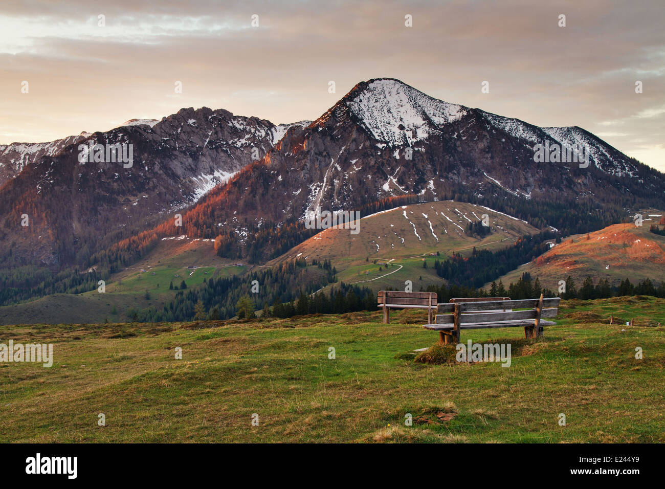 Vue romantique sur les Alpes autrichiennes, Salzburger Land, Autriche Banque D'Images