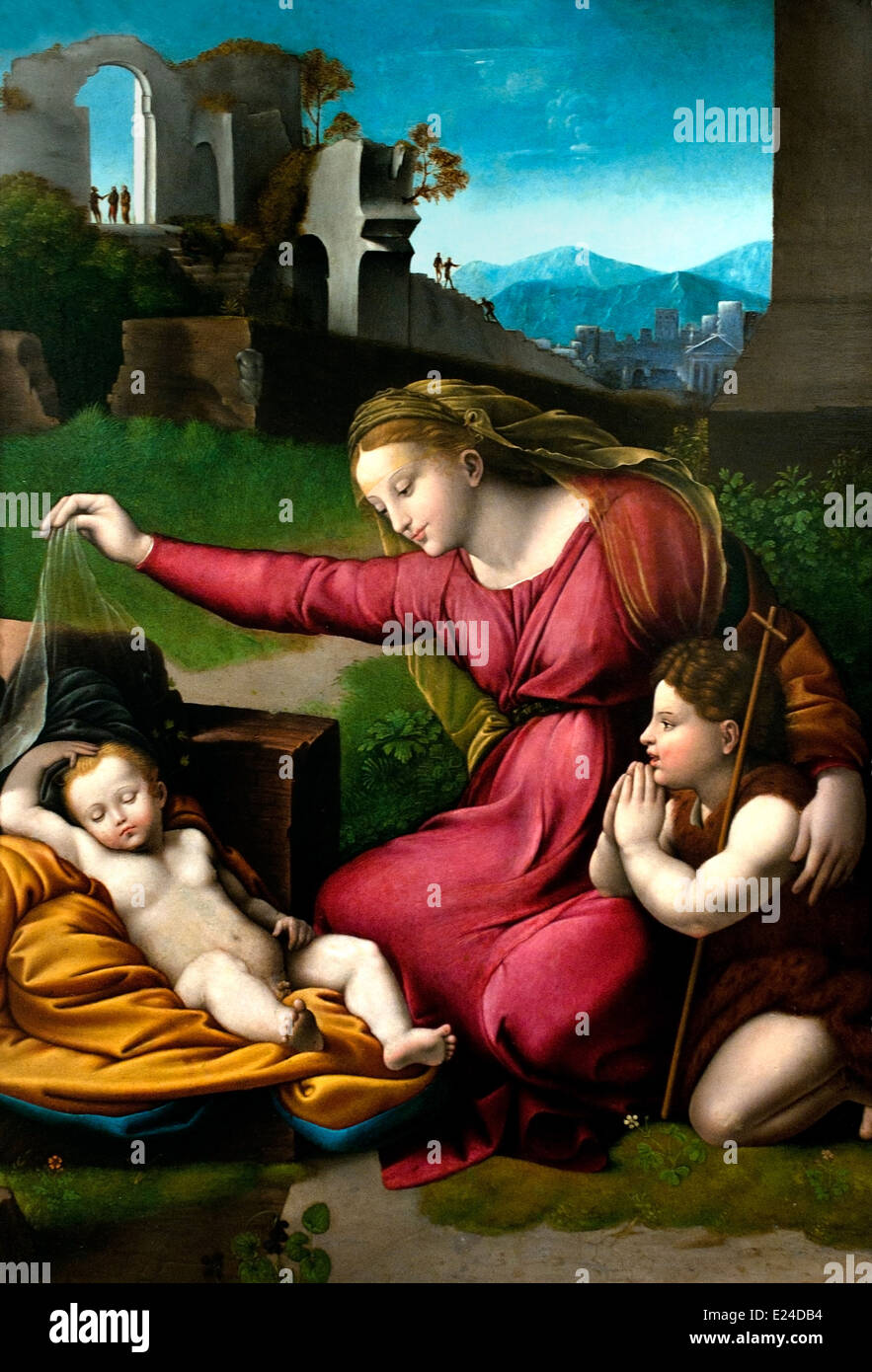 La Vierge du 16ème siècle voile Rafael Sanzio Espagnol Espagne 1483-1520 Banque D'Images