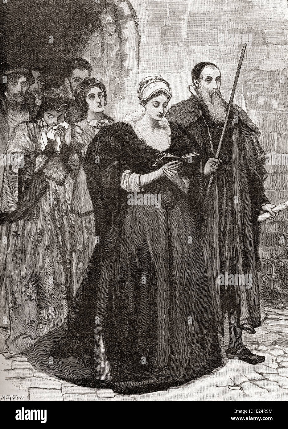 Lady Jane Grey sur son chemin à l'échafaud après avoir été reconnu coupable de haute trahison. Banque D'Images