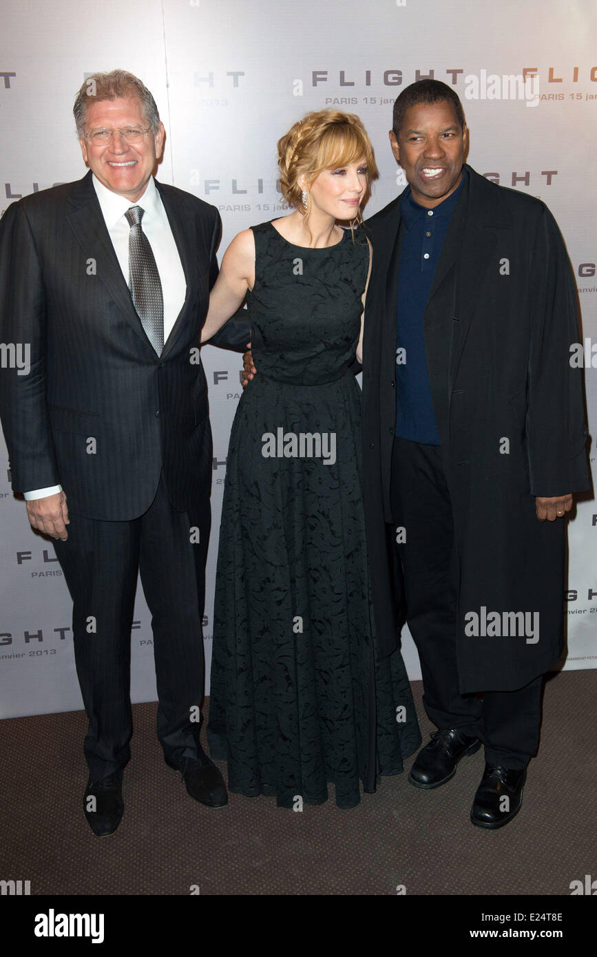 'Vol' premiere tenue au Gaumont Marignan theatre avec : Robert Zemeckis,Kelly Reilly,Denzel Washington où : Paris, Fran Banque D'Images