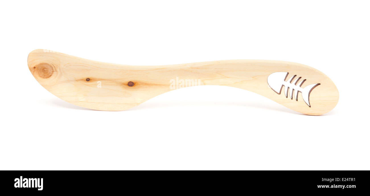 Couteau à Beurre en bois isolé sur fond blanc Banque D'Images