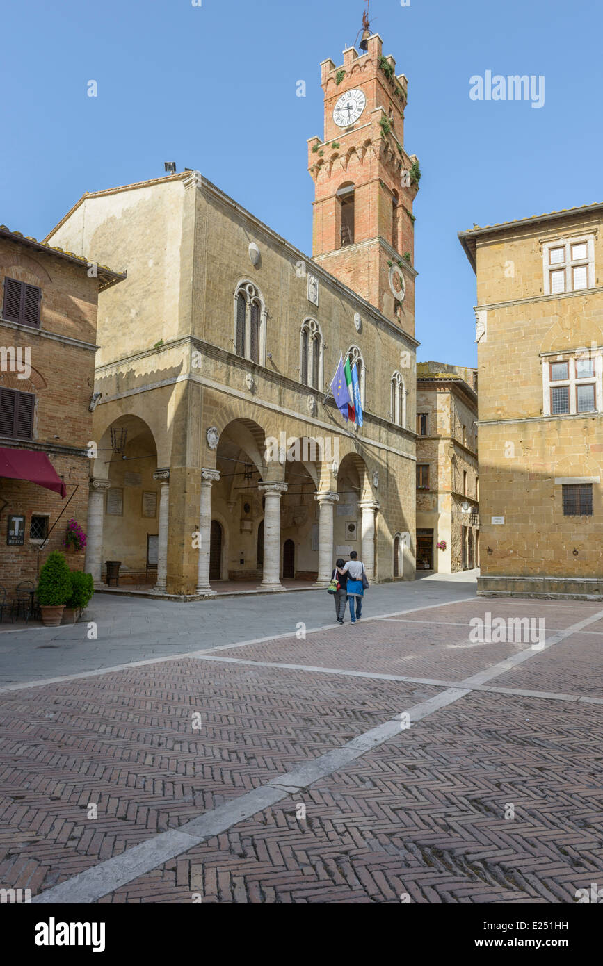 Piazza Pio II Pienza Banque D'Images