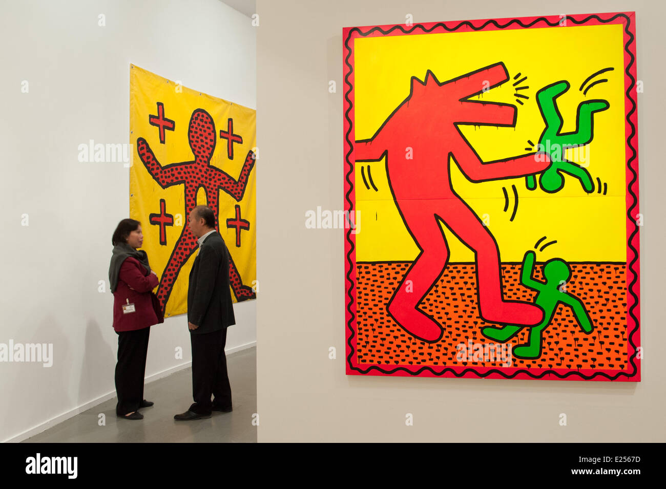 Le Keith Haring vernissage de l'exposition rétrospective "La ligne politique" (La ligne politique) au Musee d'Art Moderne (MAM) avec : Keith Haring oeuvre Où : Paris, France Date : 18 Avr 2013 Banque D'Images