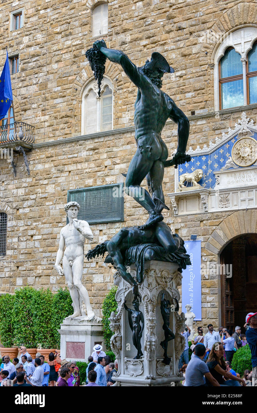 En dehors de la Palazzo Vecchio à Florence Banque D'Images