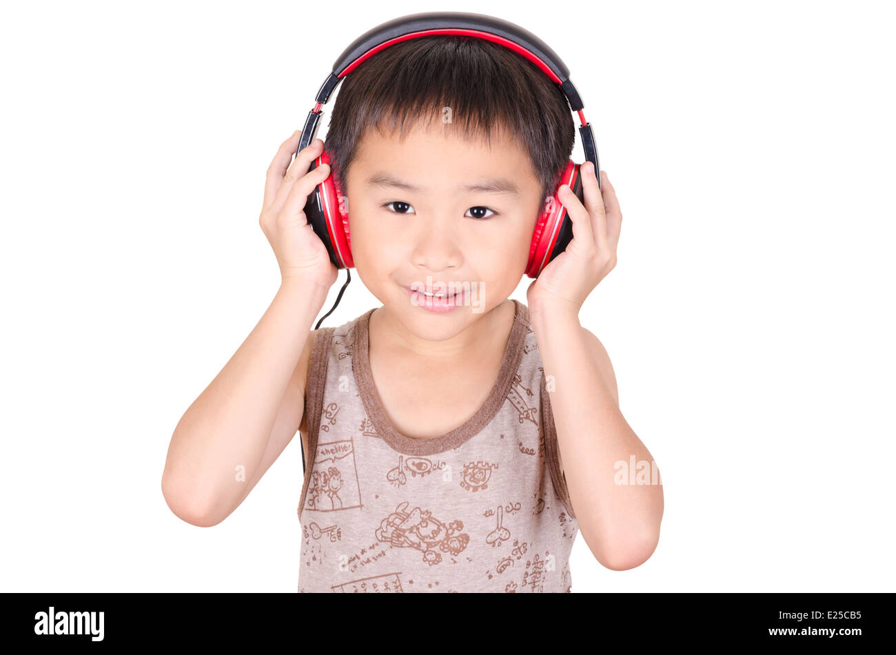 Enfants mignons d'écouter de la musique Banque D'Images