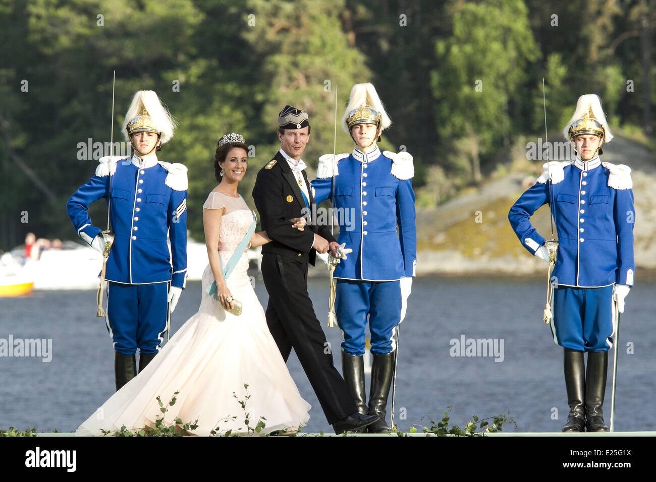 La Princesse Madeleine de Suède, Christopher O'Neill et l'arrivée des invités pour leur mariage, banquet offert par le Roi Carl Gustaf XIV et de la reine Silvia à Drottningholm Palace comprend : la princesse Marie de Danemark, le Prince Joachim du Danemark où : Stockholm, Suède Quand : 08 Juin 2013 Banque D'Images