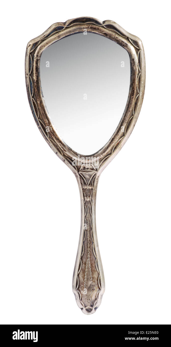 Miroir de poche Vintage silver chers Banque D'Images