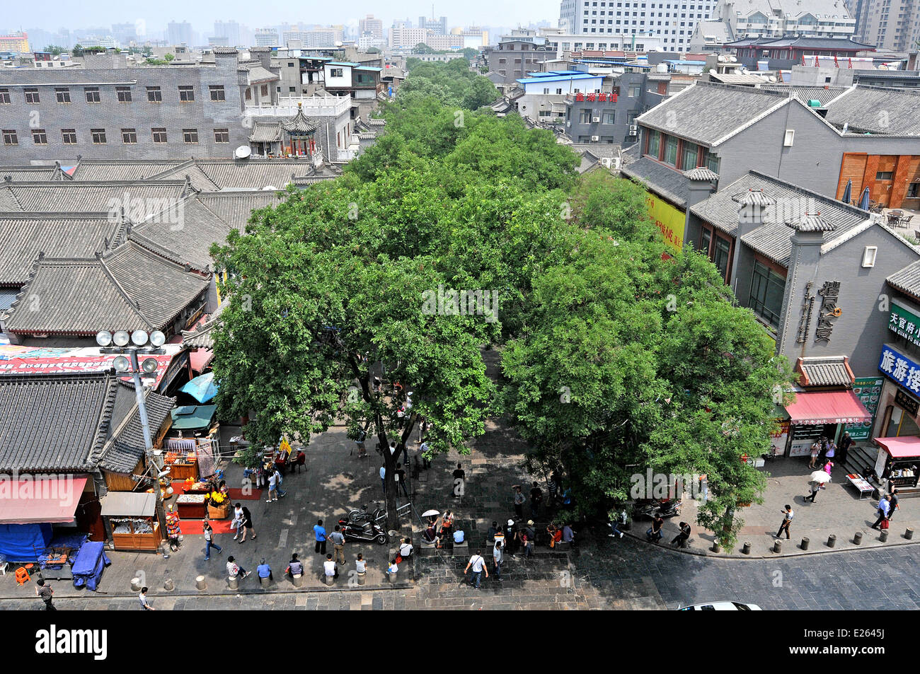 Vue aérienne sur la rue, Xi'an, Chine Banque D'Images
