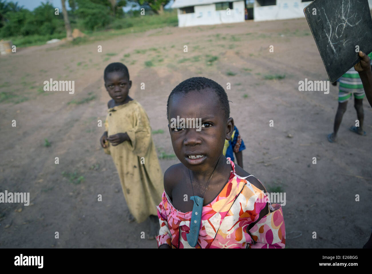 République centrafricaine enfants réfugiés en Boyabu camp de réfugiés en République démocratique du Congo. Banque D'Images
