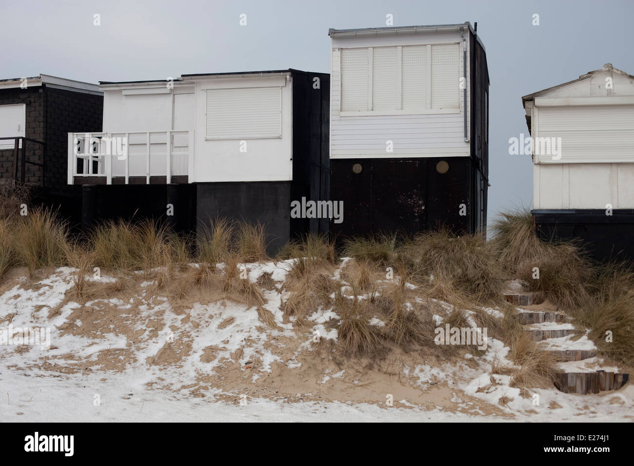 Scènes côtières à Blériot-Plage à Calais, dans le Nord de la France Banque D'Images