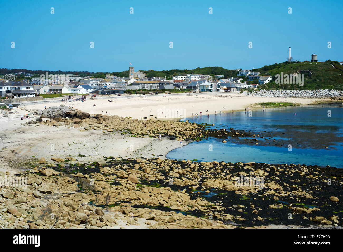 Porthcressa Beach, Hughtown, St Mary, Îles Scilly 2014 Banque D'Images