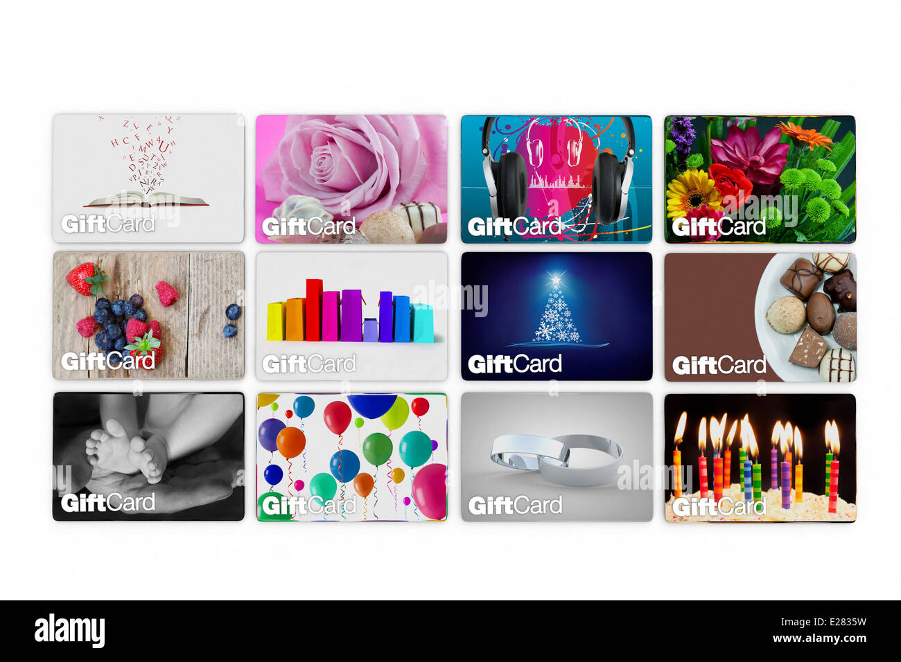Ensemble de dessins de cartes-cadeaux pour tous les types de célébration Banque D'Images