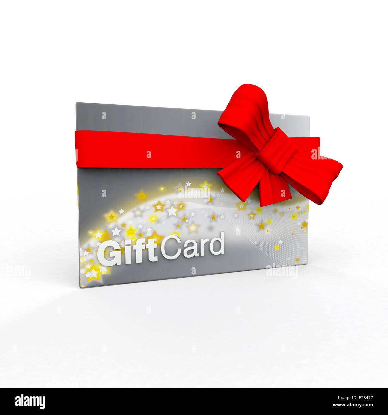 Carte-cadeau d'argent sur fond blanc Banque D'Images