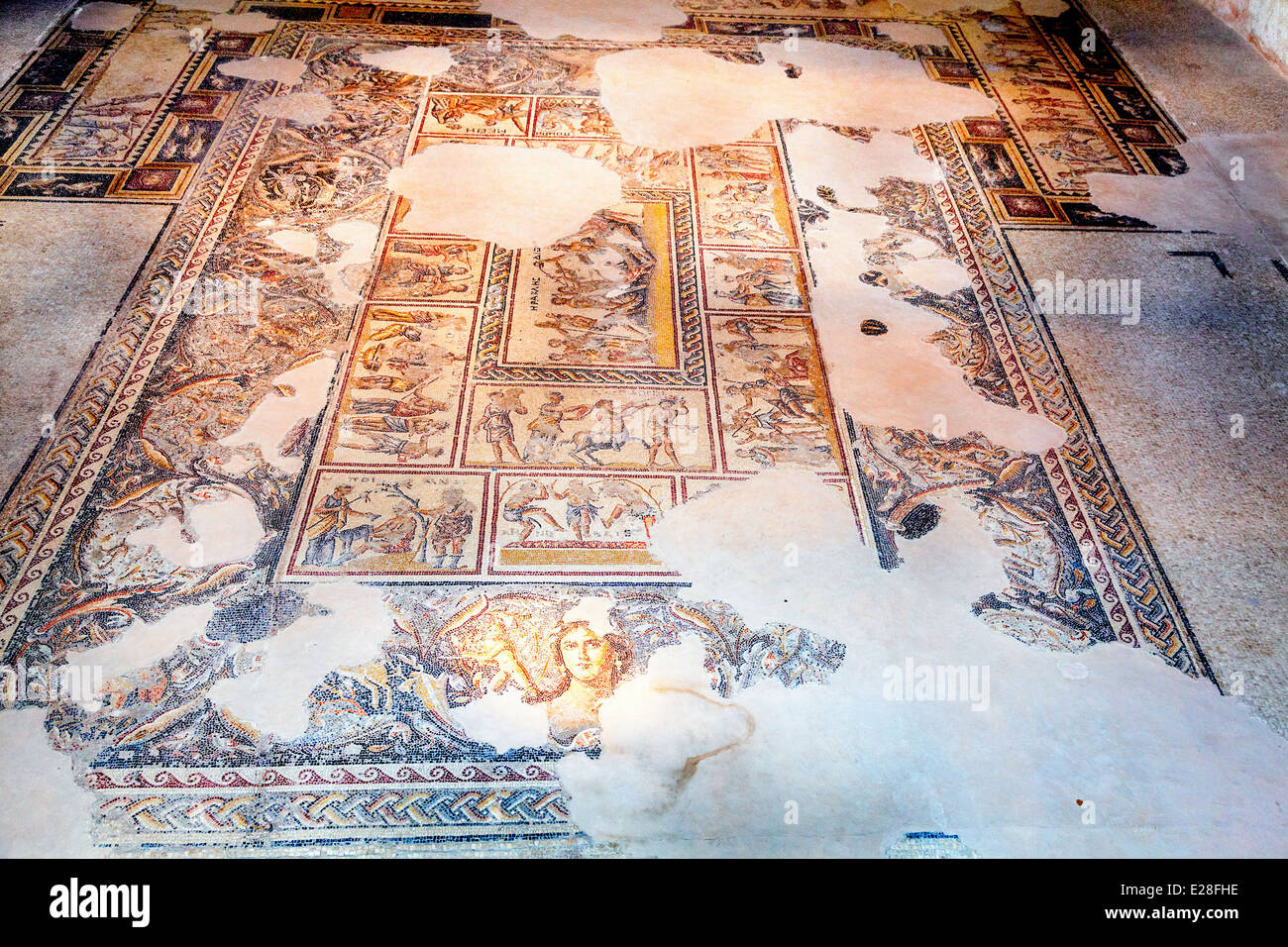 Sol de mosaïque à Tzippori Parc National en Israël Banque D'Images