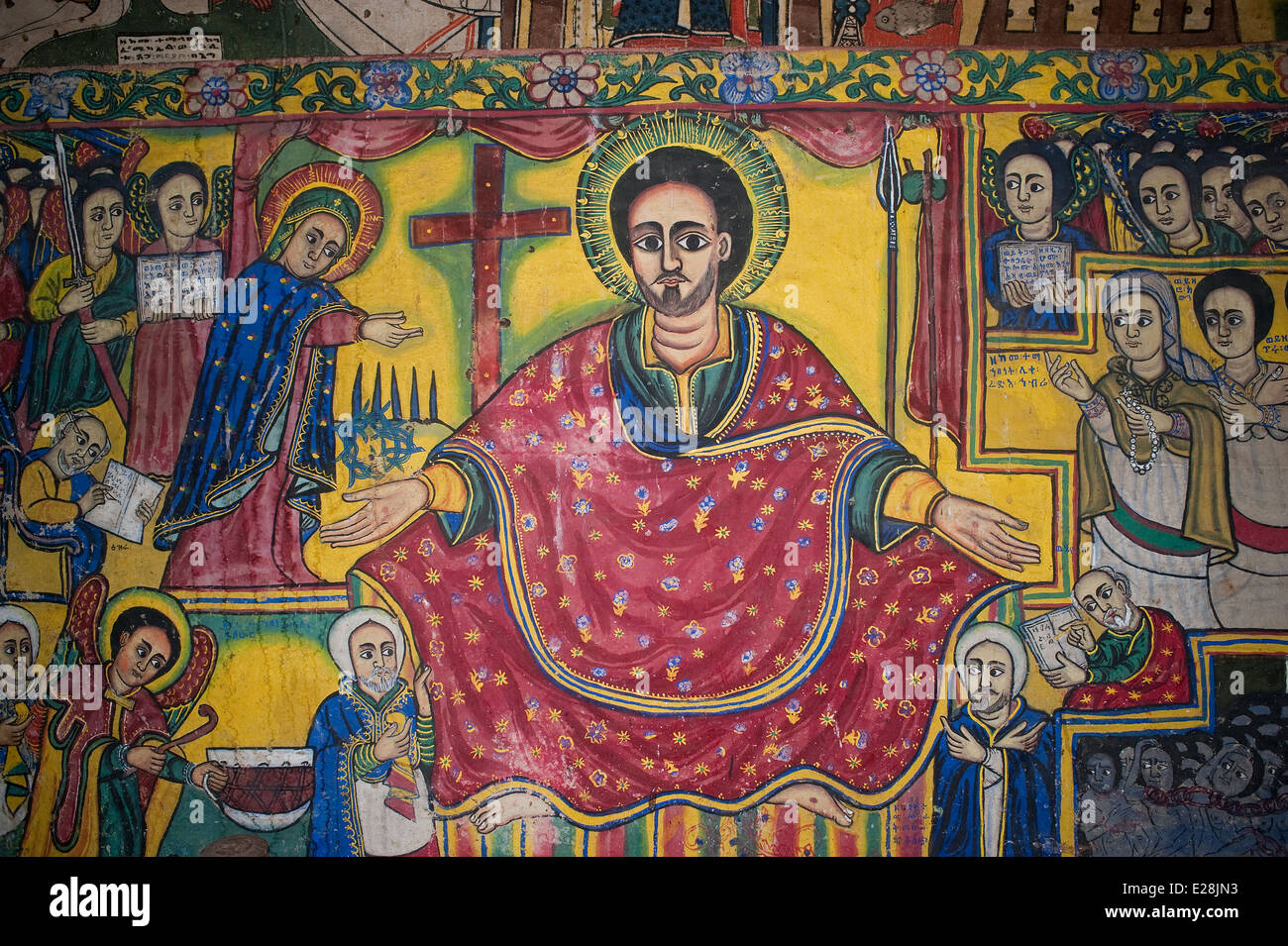 Peinture murale dans un monastère orthodoxe. Il est représentant Jésus ( Ethiopie) Banque D'Images