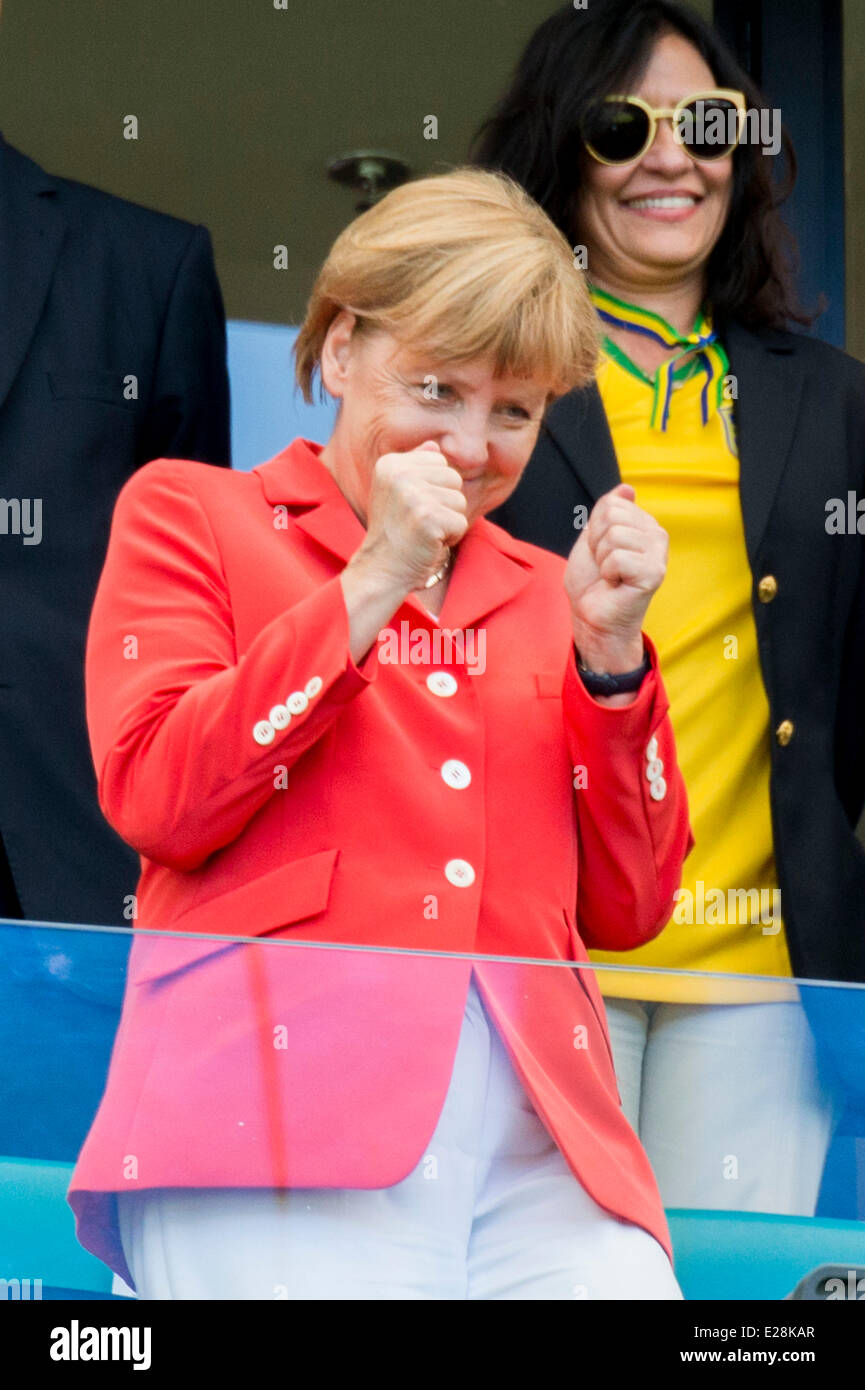 Salvador, Brésil. 16 Juin, 2014. Angela Merkel : Football/soccer Coupe du Monde de la FIFA, Brésil 2014 match du groupe G entre l'Allemagne 4-0 Portugal à l'Arena Fonte Nova en Salvador, Brésil . Credit : Maurizio Borsari/AFLO/Alamy Live News Banque D'Images