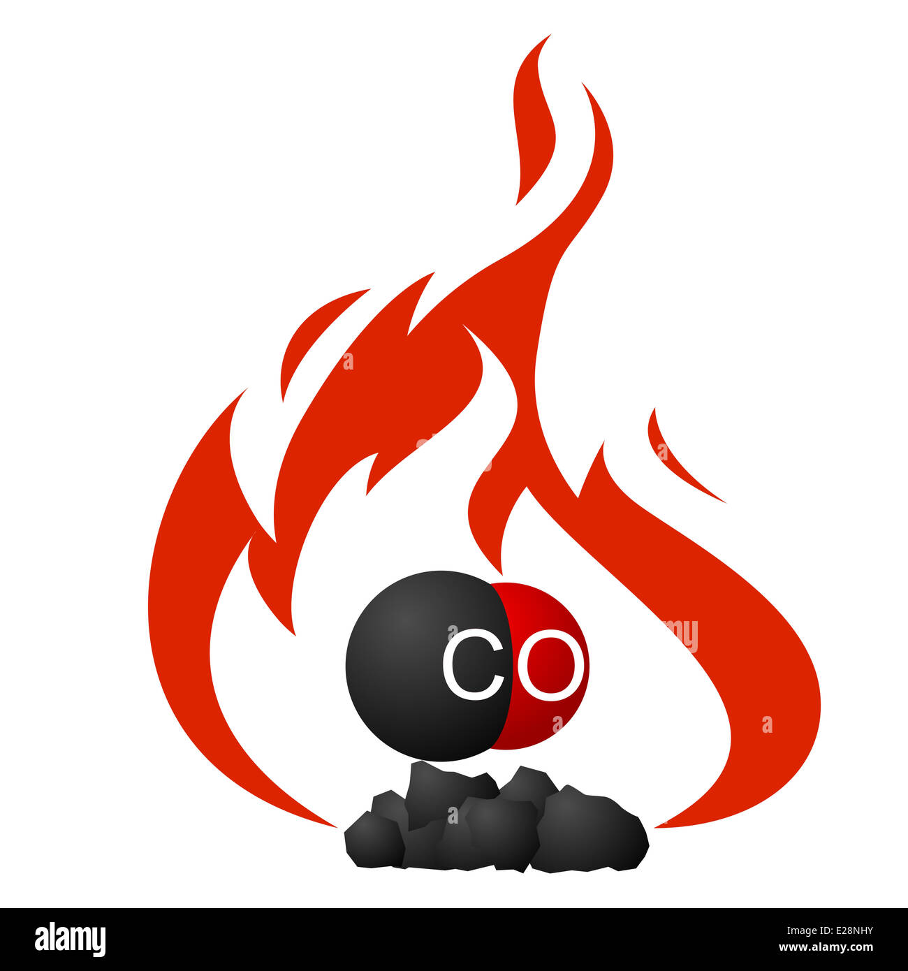 La formule chimique du charbon et de l'incendie. Illustration sur fond — free download