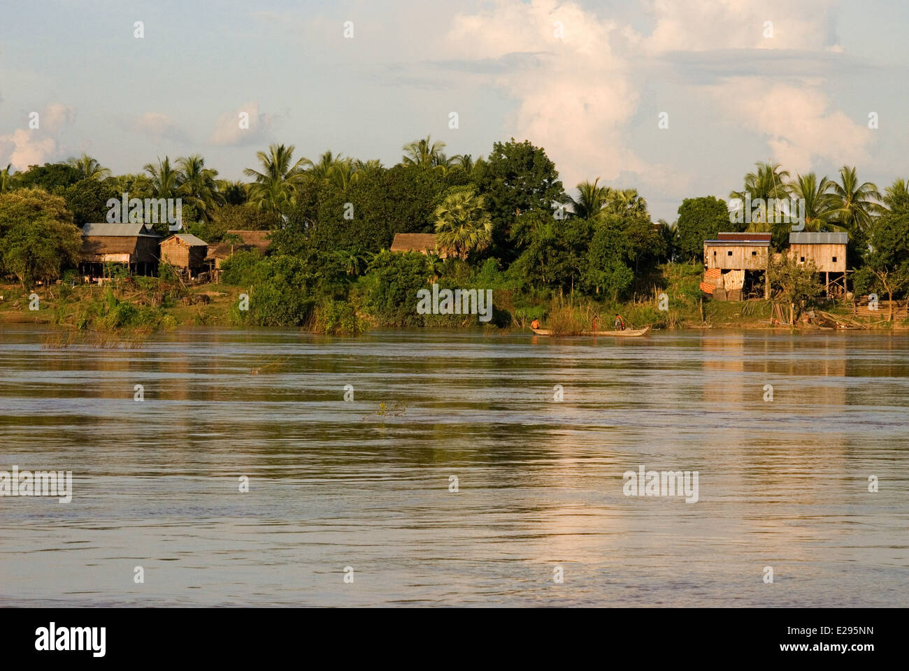 Mékong près de Kampi. À la recherche de l'eau fraîche les dauphins Irrawaddy . Kratie. L'observation de dauphins de l'Irrawaddy, le meilleur endroit pour Banque D'Images