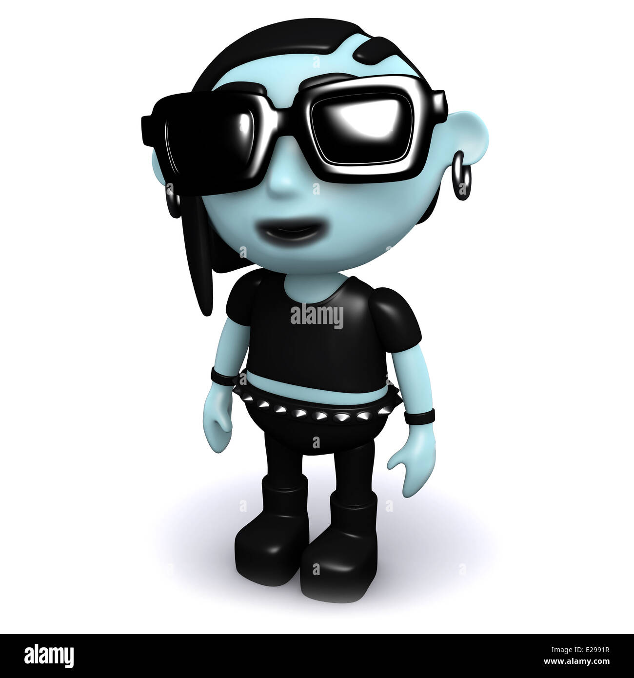 Punk fille Goth 3d cool de porter des lunettes Banque D'Images