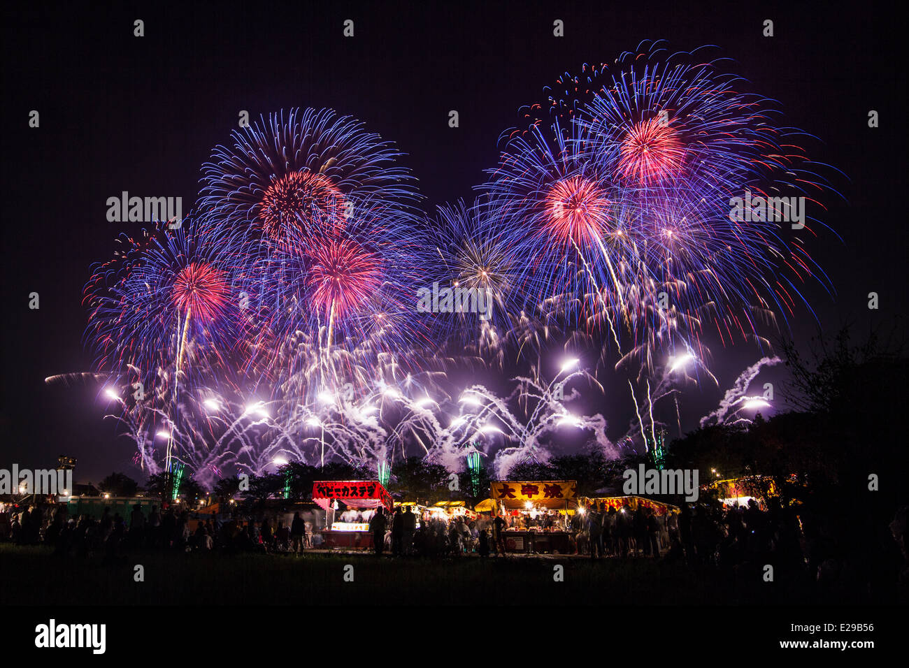 Tsuchiura Fireworks, Tsuchiura, Ibaraki, Japon Banque D'Images