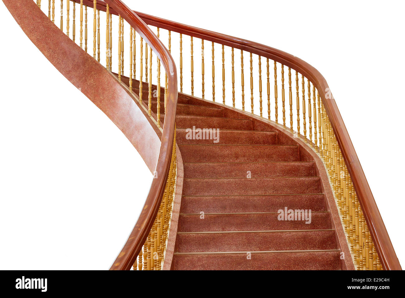 Escalier en bois isolé sur blanc Banque D'Images