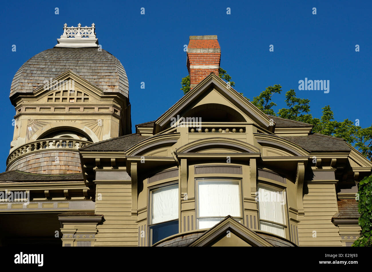 Le style Queen Anne Gamwell Victorian Mansion dans le quartier historique de Fairhaven Bellingham, Washington State, USA Banque D'Images