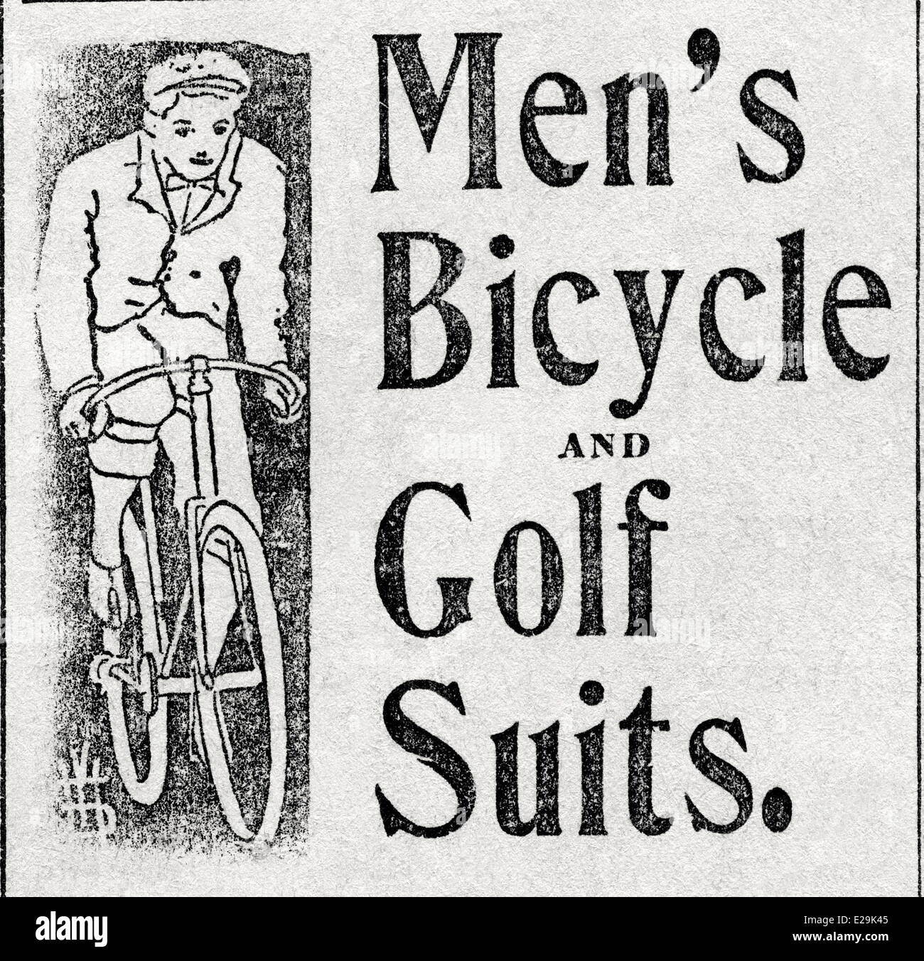 Worcester Evening Gazette, 15 juin 1898, Men's Location and Golf convient à la publicité Banque D'Images