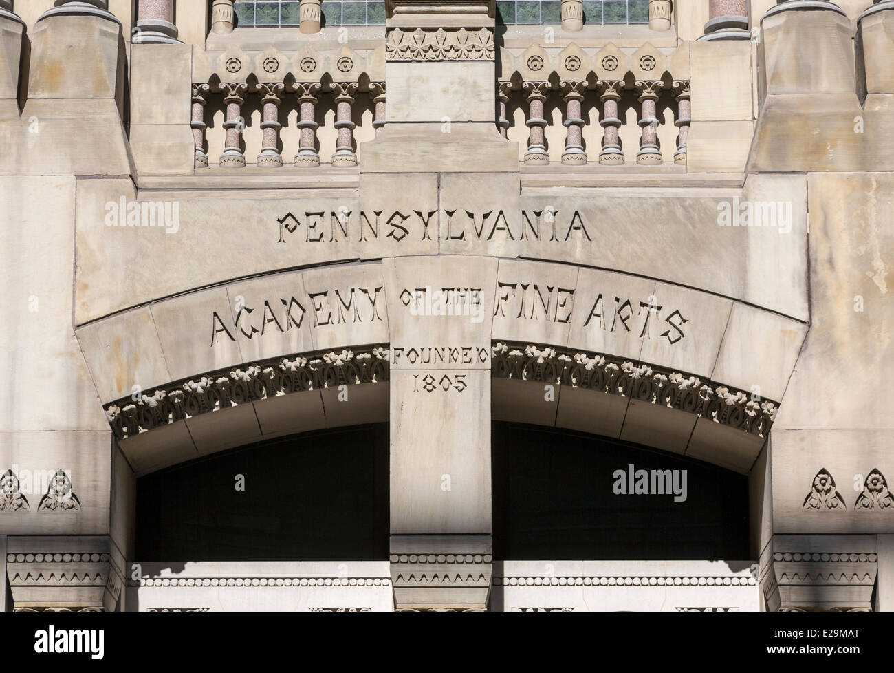 Détail de l'inscription, la Pennsylvania Academy of the Fine Arts, Philadelphia, Pennsylvania, USA Banque D'Images